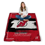 personalized new jersey devils grunge patch red white quilt blanket best selling