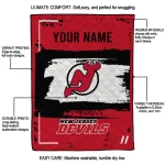 personalized new jersey devils grunge patch red white quilt blanket best selling