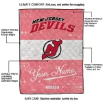 personalized new jersey devils pinstripe lines red white quilt blanket best selling