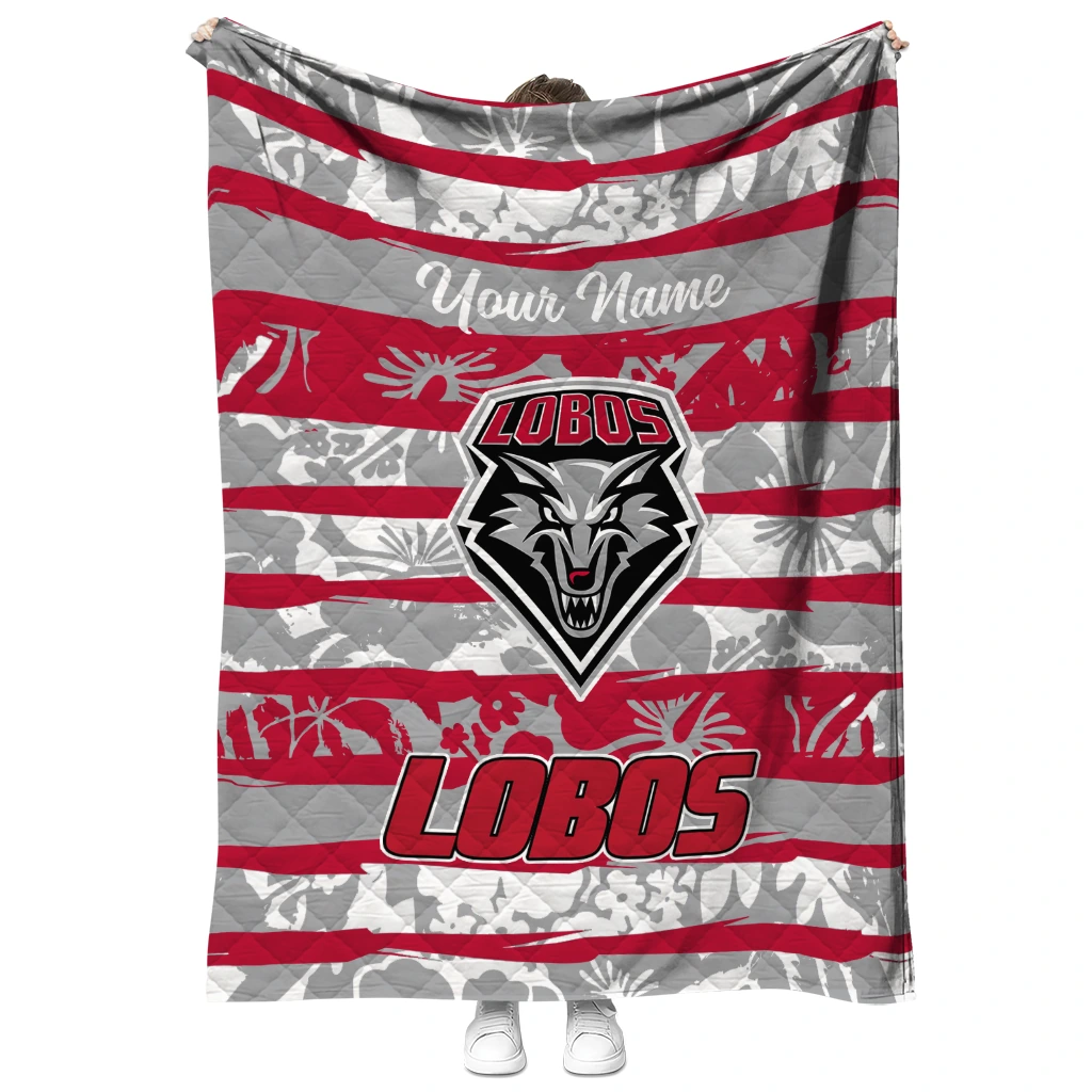 personalized new mexico lobos layered florals red white quilt blanket fashion forward
