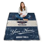 personalized new orleans pelicans helmet fan navy white quilt blanket best selling