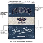 personalized new orleans pelicans helmet fan navy white quilt blanket best selling