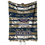 personalized new orleans pelicans layered florals navy white quilt blanket best selling