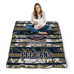 personalized new orleans pelicans layered florals navy white quilt blanket best selling