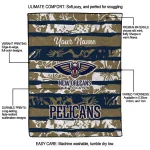 personalized new orleans pelicans layered florals navy white quilt blanket best selling