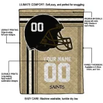 personalized new orleans saints helmet theme gold quilt blanket best selling