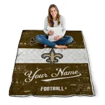 personalized new orleans saints hibiscus burst gold white quilt blanket best selling