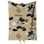 personalized new orleans saints mickey football gold quilt blanket best selling
