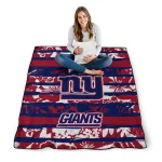 personalized new york giants layered florals blue white quilt blanket best selling