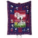 personalized new york giants snoopy coach blue quilt blanket best selling
