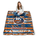 personalized new york islanders layered florals blue white quilt blanket best selling