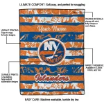 personalized new york islanders layered florals blue white quilt blanket best selling