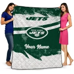 personalized new york jets brushstroke layers green quilt blanket best selling