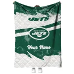 personalized new york jets brushstroke layers green quilt blanket best selling