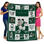 personalized new york jets mickey crimson green white quilt blanket best selling
