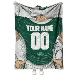 personalized new york jets player sketch green gray quilt blanket best selling