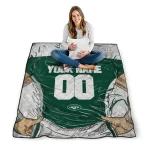 personalized new york jets player sketch green gray quilt blanket best selling