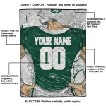 personalized new york jets player sketch green gray quilt blanket best selling