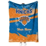 personalized new york knicks brushstroke layers blue quilt blanket best selling