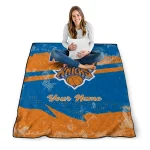 personalized new york knicks brushstroke layers blue quilt blanket best selling