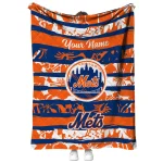 personalized new york mets layered florals blue white quilt blanket best selling