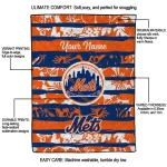 personalized new york mets layered florals blue white quilt blanket best selling