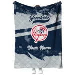 personalized new york yankees brushstroke layers navy quilt blanket best selling