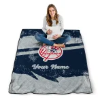 personalized new york yankees brushstroke layers navy quilt blanket best selling