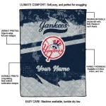 personalized new york yankees brushstroke layers navy quilt blanket best selling