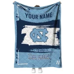 personalized north carolina tar heels grunge patch light blue white quilt blanket best selling