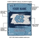 personalized north carolina tar heels grunge patch light blue white quilt blanket best selling