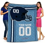 personalized north carolina tar heels helmet theme light blue quilt blanket best selling
