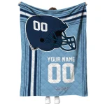personalized north carolina tar heels helmet theme light blue quilt blanket best selling
