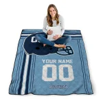 personalized north carolina tar heels helmet theme light blue quilt blanket best selling