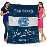 personalized north carolina tar heels hibiscus burst light blue white quilt blanket best selling