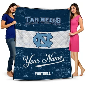 personalized north carolina tar heels hibiscus burst light blue white quilt blanket best selling