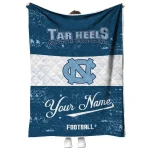 personalized north carolina tar heels hibiscus burst light blue white quilt blanket best selling