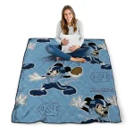 personalized north carolina tar heels mickey football light blue quilt blanket best selling