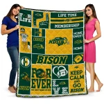 personalized north dakota state bison helmet passion green quilt blanket best selling