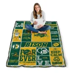 personalized north dakota state bison helmet passion green quilt blanket best selling