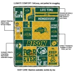 personalized north dakota state bison helmet passion green quilt blanket best selling