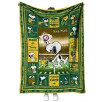 personalized north dakota state bison snoopy coach green quilt blanket best selling