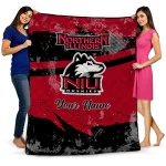 personalized northern illinois huskies brushstroke layers red quilt blanket best selling