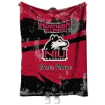 personalized northern illinois huskies brushstroke layers red quilt blanket best selling