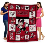 personalized northern illinois huskies mickey crimson red white quilt blanket best selling