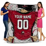 personalized northern illinois huskies player sketch red gray quilt blanket best selling