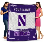 personalized northwestern wildcats grunge patch purple white quilt blanket best selling