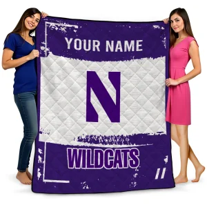 personalized northwestern wildcats grunge patch purple white quilt blanket best selling