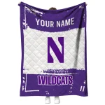 personalized northwestern wildcats grunge patch purple white quilt blanket best selling