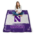 personalized northwestern wildcats grunge patch purple white quilt blanket best selling